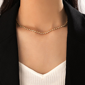 Luxury Diamond Single Layer Necklace with Geometric Minimalist Clavicle Chain