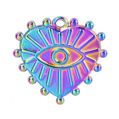 Stainless Steel Pendants, Rainbow Color, Heart/Sun/Evil Eye Charms