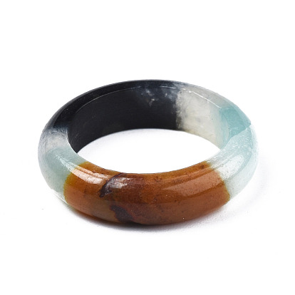 Natural & Synthetic Mixed Stone Plain Band Ring for Women