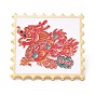 Rectángulo ondulado con alfileres de esmalte de dragón, broche de aleación con baño de oro claro, insignia del signo del zodíaco de estilo chino