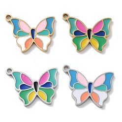 Ion Plating(IP) 304 Stainless Steel Pendants, with Enamel, Butterfly Charm