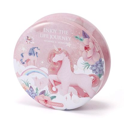 Pink Unicorn Printed Tinplate Candles, Barrel Shaped Smokeless Decorations, with Dryed Flowers, the Box only for Protection, No Supply Again if the Box Crushed