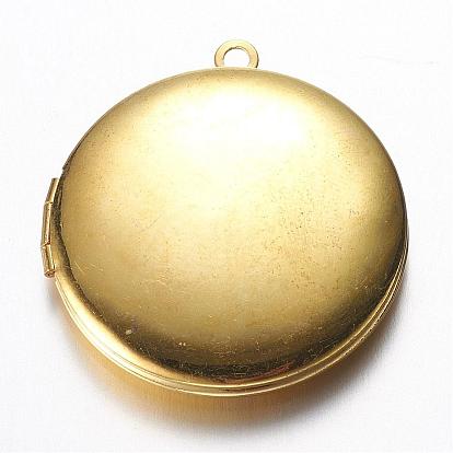 Brass Locket Pendants, Flat Round