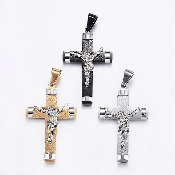 304 Stainless Steel Big Pendants, For Easter, Cross with Jesus