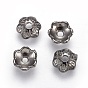 6-Petal Tibetan Style Alloy Flower Bead Caps, Cadmium Free & Lead Free, 6x2mm, Hole: 1mm
