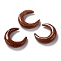 Synthetic Goldstone Beads, No Hole, for Wire Wrapped Pendant Making, Double Horn/Crescent Moon