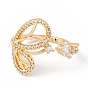 Открытое кольцо-манжета с бабочкой из прозрачного кубического циркония, латунное полое массивное кольцо для женщин, без свинца и без кадмия