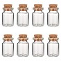 Glass Jar Bead Containers, with Cork Stopper, Wishing Bottle, Clear