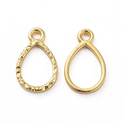 Zinc Alloy Open Back Bezel Pendants, For DIY UV Resin, Epoxy Resin, Pressed Flower Jewelry, Teardrop