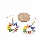 Glass Seed Beaded Sunflower Dangle Earrings, Real 18K Gold Plated 304 Stainless Steel Jewelry for Women