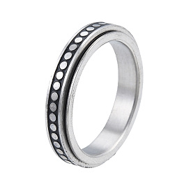 201 Stainless Steel Flat Round Rotating Ring, Calming Worry Meditation Fidget Spinner Ring for Women