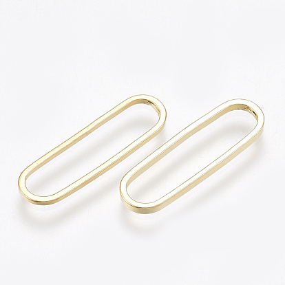 Anneaux connecteurs en laiton, réel 18 k plaqué or, ovale