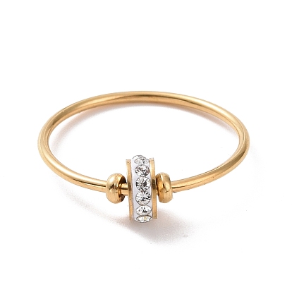 Плоское круглое кольцо на палец с кристаллами и стразами, 304 женские украшения из нержавеющей стали