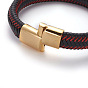 Retro Leather Cord Bracelets, with 304 Stainless Steel Magnetic Clasps
