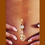 Piercing Jewelry, Brass Cubic Zirconia Navel Ring, Belly Rings, with Surgical Stainless Steel Bar, Cadmium Free & Lead Free, Heart