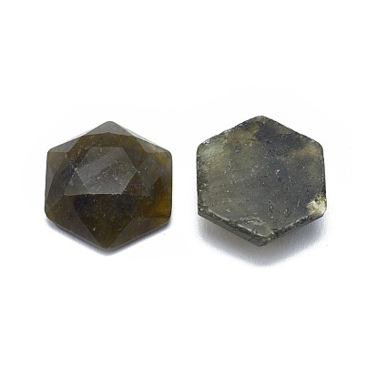 Natural Labradorite Cabochons, Hexagon, Faceted