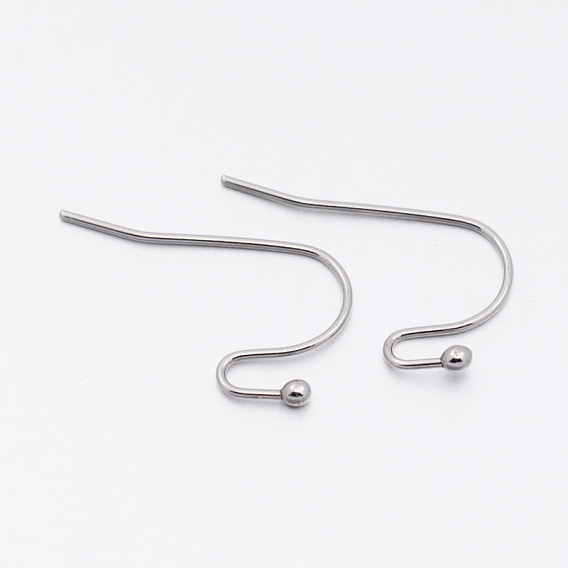 304 Stainless Steel Earring Hooks, 13x20x2mm, 20 Gauge, Pin: 0.8mm