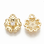 Brass Micro Pave Cubic Zirconia Charms, Flower, Nickel Free