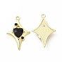 Rack Plating Alloy with Glass Pendants, Star with Heart Charms, Cadmium Free & Nickel Free & Lead Free