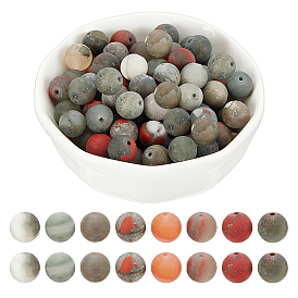 ARRICRAFT Natural Bloodstone/Heliotrope Stone Beads Strands, Frosted, Round