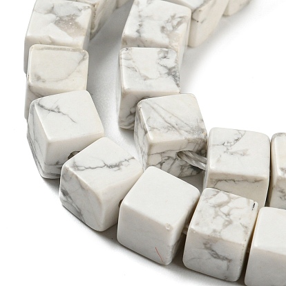 Natural Howlite Beads Strands, Cube