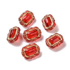Transparent Acrylic Beads, Golden Metal Enlaced, Oval