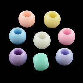 Opaque Acrylic European Beads, Large Hole Round Beads, 8mm, Hole: 4mm, about 2690pcs/500g