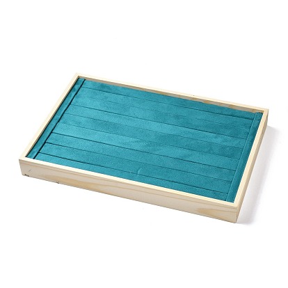 Wooden Ring Presentation Display Boxes, Cover with Velvet, Rectangle