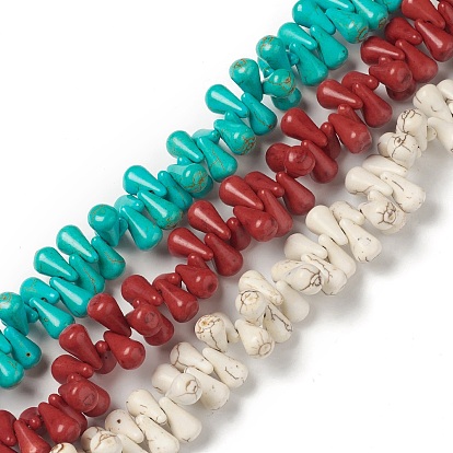 8 Strands Synthetic Howlite Beads Strands, Dyed, Teardrop