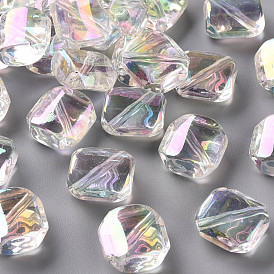 Transparent Acrylic Beads, AB Color Plated, Rhombus