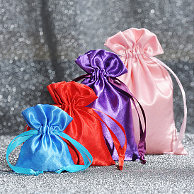 Brocade Good Luck Fortune Drawstring Gift Blessing Bags, Jewelry Storage Pouches for Wedding Party Candy Packaging, Rectangle