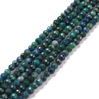 Natural Chrysocolla & Lapis Lazuli Beads Strands, Faceted, Round