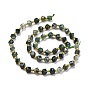 Natural Moss Agate Beads Strands, with Seed Beads, Faceted, Diagonal Cube Beads