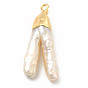Colgantes de perlas keshi naturales barrocas, encantos en forma de v, con instrumentos de viento