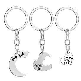 Love Heart Puzzle Keychain Set for Big Middle Little Sisters - Best Friends Forever Gift