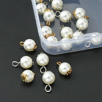 20 uds. 2 colgantes redondos de perlas de imitación de resina de colores, con fornituras de aleación