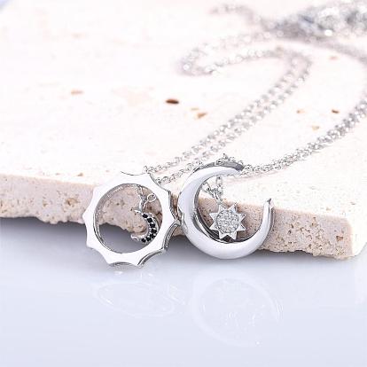 Sun Moon Star Friendship Couple Necklace for 2 Best Friend Necklace for 2 Sun and Moon Matching Couple Necklace Jewelry Gifts for Women Men