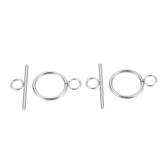 Vacuum Plating 304 Stainless Steel Toggle Clasps, Ring