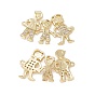Brass Micro Pave Clear Cubic Zirconia Connector Charms, Family Links