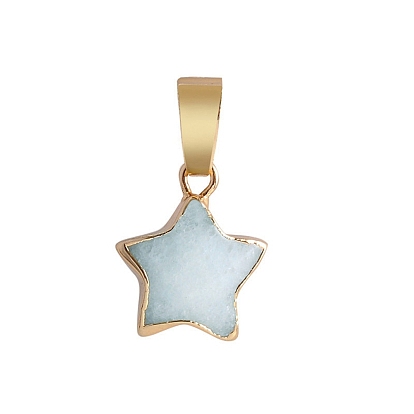 Подвески в форме граненой звезды из драгоценных камней, с латунной фурнитурой золотого цвета