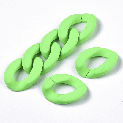 Opaque Spray Painted Acrylic Linking Rings, Fluorescence, Quick Link Connectors, for Curb Chains Making, Unwelded, Twist