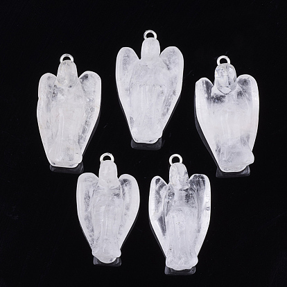 Gemstone Pendants, with Iron Findings,Angel, Platinum