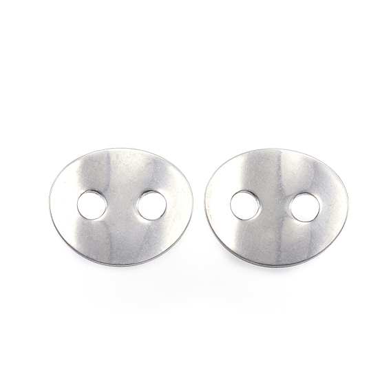 2-Hole 201 Stainless Steel Sewing Buttons, Flat Oval