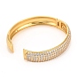 Brass Micro Pave Cubic Zirconia Bangles, Long-Lasting Plated