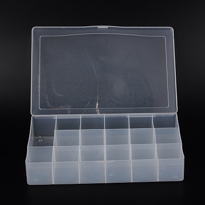 Récipients de stockage de perles en matière plastique, 17 compartiments, rectangle, 18.5x27x4.5 cm