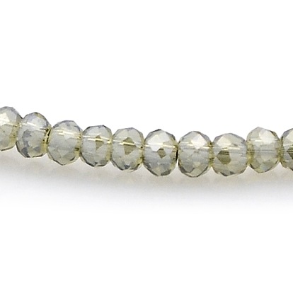 Perlas de lustre plateadas facetadas rondelle cuentas de vidrio hebras