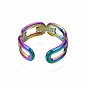 Открытые овальные кольца-манжеты, полые открытые кольца, цвет радуги 304 кольца из нержавеющей стали для женщин