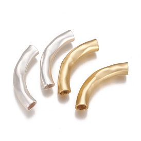 Brass Curved Tube Beads, Curved Tube Noodle Beads, Long-Lasting Plated