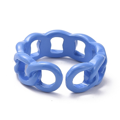 Spray Painted Alloy Cuff Rings, Open Rings, Cadmium Free & Lead Free, Curb Chain Shape