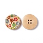 Round Painted 4-hole Basic Sewing Button, Wooden 1 inch Buttons